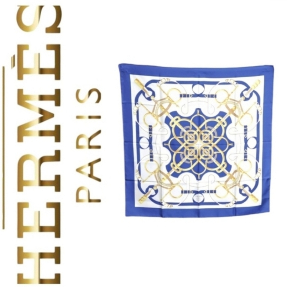 🥇Authentic NWOT HERMES Carre 90 Scarf "Eperon D'or" Silk Cover Up
